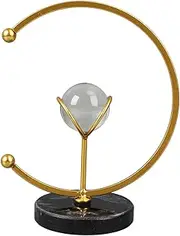 Respicefinem Premium Iron Geometric Frame Faux Crystal Ball Modern Tabletop Decoration Ideal for Study Living Room and Office with Stable Base and Half Moon Design (Half Moon)