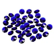 40Pcs 14mm Crystal Octagon Beads Chandelier Parts Hanging Beads Black Blue