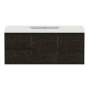 Forme 1200mm Dark Choc Mont Albert Wall Hung Vanity With Polymarble Top - LH Drawers