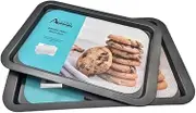 Bliss Gifts & Homewares Baking Tray I Non-Stick Heavy-Duty Carbon Steel Bakeware Sheet for Oven I Easy Clean Dishwasher Safe I Kitchen Cookware Baking Supplies – Black (Small-38x27x2cm)