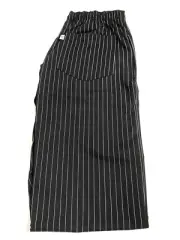 Yarn Dyed Baggy Chef Pants in Black with White Pinstripe - Small