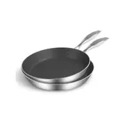 SOGA Stainless Steel Fry Pan Skillet Induction Non Stick Interior ( 22cm 30cm )