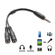 3.5mm AUX Audio Mic Splitter Headphone Earphone Adapter Male to 2 Female
