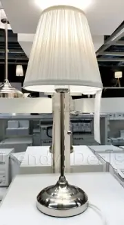 Ikea ARSTID Table Lamp Classic Style Steel, Nickel Plated/White 22" - NEW