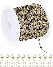 uxcell Stainless Steel Bead Chain, 16.4 Feet/5M Enamel Beaded Jewelry Link Cable Chains Spool Kit for Jewelry Making, Necklace, Bracelets, DIY Crafts (Gold/Black, Pack of 1)