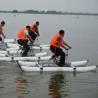 在飛比找蝦皮購物優惠-.水上自行車成人雙人三人腳踏船充氣式浮筒自行車水上樂園公園戶