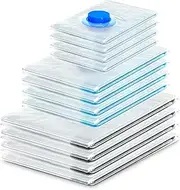 Vacuum Storage Bags for Clothes Duvets Travel - 12 Pack 3 Sizes Jumbo Medium Small, Reusable No Leak Compression 80% More Space Saver, Vaccumm Suction Seal Bag Extra Durable, Bedding Blanket Vacume