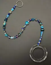 Beaded Suncatcher Blue Clear Crystal Ring Hanging Patio Decor Yard Art Tree