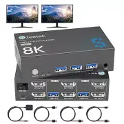 4K@120Hz KVM Switch 2 Monitors 2 Computers 8K@60Hz,Camgeet HDMI and Displayport