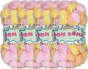 JubileeYarn Pom Bomb Yarn - 100g/Skein Super Bulky Polyester - Daylight Delight - 4 Skeins