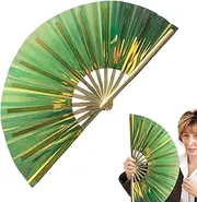 [Generic] Folding Hand Fan | Foldable Handheld Performances Fan | Fantasy Holographic Effect, Performance Props For Music Festivals, Carnival, Rainbow Outfits