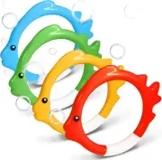 4Pcs Diving Ring Set - Throw, Dive & Retrieve Toys, Underwater Swimming Pool