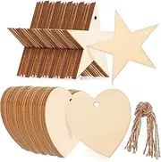 HOMSFOU 100Pcs Blank Wooden Tags with Multi Use Crafting Wood Labels for Present Tags Decorations and Creative Projects Smooth Finish for Easy