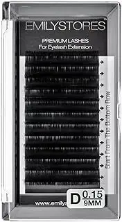 EMILYSTORES Eyelash Extensions 0.15mm Thickness D Curl Length 9mm Silk Mink Fake Eye Lashes In One Tray