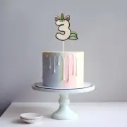 UNICORN Design Birthday Cake Topper 5.5" GLITTER Age Choose Number