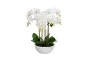 Glamorous Fusion Phalaenopsis Orchid Artificial Plant Flower Decorative 55cm Ceramic Pot - White