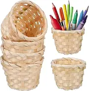 Toddmomy Handmade Bamboo Woven Basket Pantry Organisation Round Wicker Storage Basket
