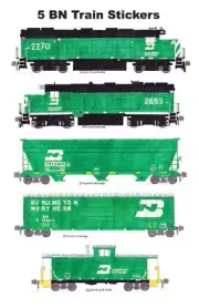 Burlington Northern Local Train 5 individual Stickers Andy Fletcher