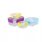 Glasslock 4 Piece Premium Tempered Glass Oven Safe Container Set - 28140-Multi