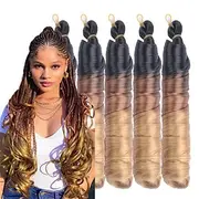 Ginger French Curl Braiding Hair 24 Inch Soft Pre Stretched Loose Wave Bouncy 100g/pack Yaki Crochet Hair for Black Women Hair Extensions for Braids