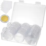jojofuny 100Pcs Coin Cases for Coin Collection Durable Coin Holder and Storage Box Single Coin Container Protective Commemorative Coin Organizer for Collectors