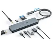 USB C Hub Multiport Adapter for MacBook Pro Air: 9 in 1 USB C to 4K Space Gray