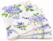 40 PPS 3-Ply Blue Flower & Green Leaf Design Tissue Paper Napkins Serviettes for Decoupage Lunch 33cm x 33cm - Pack of 20 x2 (Blue Flower & Green Leaf)
