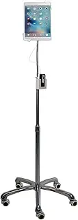 Gooseneck Floor Stand – CTA Heavy-Duty Height-Adjustable Rotating Tablet Stand for iPad 10th Gen 10.9" - iPad 7/8/9 Gen 10.2” - iPad Air 4 - iPad Pro 11-12.9” - Surface Pro 4 & More - Silver (PAD-HFS)