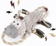 Large Squeaky Dog Toys for Aggressive Chewers,Interactive Tug of War Grey