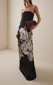 [Adam Lippes] Marais Rhododendron-Printed Silk-Charmeuse Maxi Dress