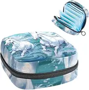 Period Bag,Sanitary Napkin Storage Bag,Watercolor Animals Horses,Tampon Holder for Purse