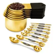 Magnetic Measuring Cups and Spoons Set, Including 7 Stainless Steel Gold