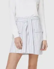 *New* ELKA COLLECTIVE Size 10 Celine Blue & White Striped Belted Mini SKIRT $169