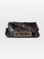 Black Patent Flap Crossbody Bag