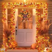 2 Pack Thanksgiving Decorations Maple Leaf Lights Multicolored, 20Ft 40LED Batte