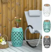 Outsunny 12" Patio Round Stool Outdoor Footstool Garden Mosaic Side Table