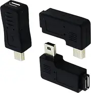 tunghey 3Pack Mini USB to Micro USB Adapter, USB 2.0 Adapter Plug, 90 Degree Left and Right Angle Mini USB Male to Micro USB Female Connector Adapter