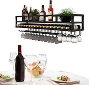 Wall Mounted Wine Rack with Glass Holder MLiquor Bottle Display Shelf Cabinet with LED Light Strip for Home Bar Kitchen Dining Room