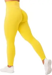 [RYDERWEAR] Women's Honeycomb Scrunch Seamless Leggings - Yellow XS
