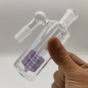 4.5" 14mm 90° Glass Ash Catcher 90 Degree For Hookah Smoking Hand Pipes Purple