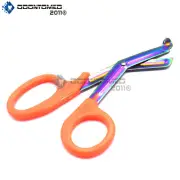 EMT Utility Scissors Shears 7.25" Orange Handle Rainbow Colored Blades New Brand
