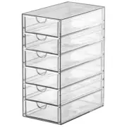 Desktop Storage Box Organizer with Drawers Stackable Clear Bins Plastic