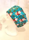 SCRUB HAT Toggle Adjustable Christmas Santa Blue Bgr- Nurse Doctor, Dentist, Vet