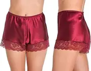 [undercover lingerie] F58 Women's Luxury Satin French Knickers Claret XOS