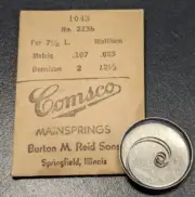 NOS Comsco Watch Mainspring 1043 Waltham Factory No. 2236