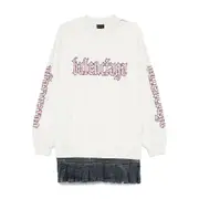 [Balenciaga] Balenciaga Pleated-hem Logo Dress II NUMERIC NEUTRALS/BLUE