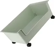 CONGARTENO Movable Student Classroom Book Box with Pulleys Rolling Cart Bookcase with Book Shelf Carabiner Book Container Rolling Storage White Bookshelf Plastic Light Green