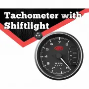 SAAS Tachometer 0-8K with Shiftlite 95mm 3-3/4" Black Face Muscle Series