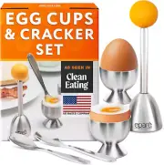 Egg Topper Cutter - Egg Cups & Holder for Soft Boiled Eggs - Egg Cracker Tool Se