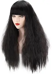 FOMIYES Fashion Wig for Women Black Corn Perm Long Curly Hair Wig for Daily and Party